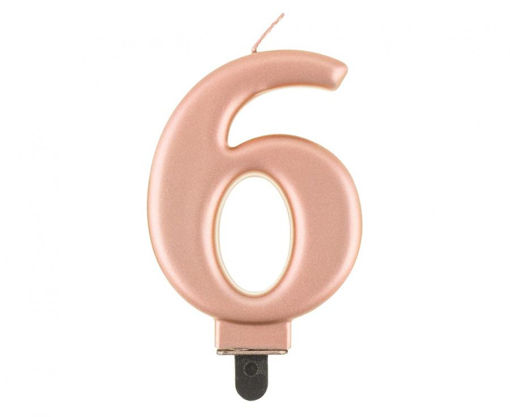 Picture of BIRTHDAY CANDLE ROSE GOLD NUMBER 6 - 8CM